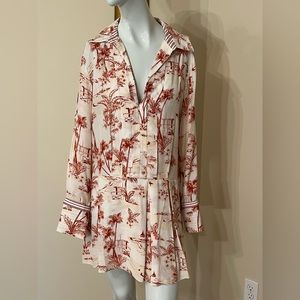 Frame Red Toile Drop Wasit Minidress. Size medium.